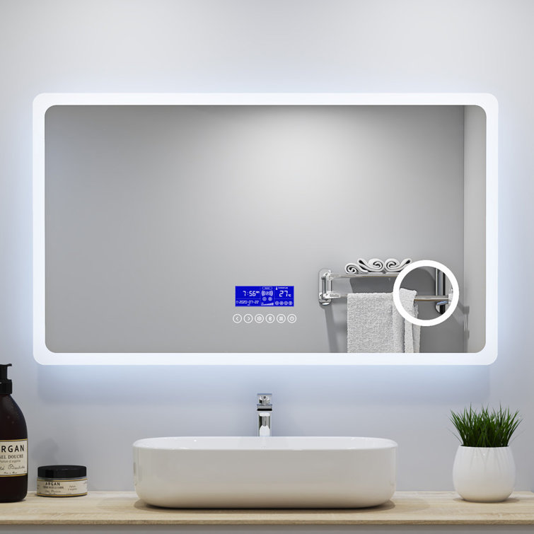 Ivy Bronx LED Bathroom Mirror With Bluetooth 3X Magnifying 2 Colours
